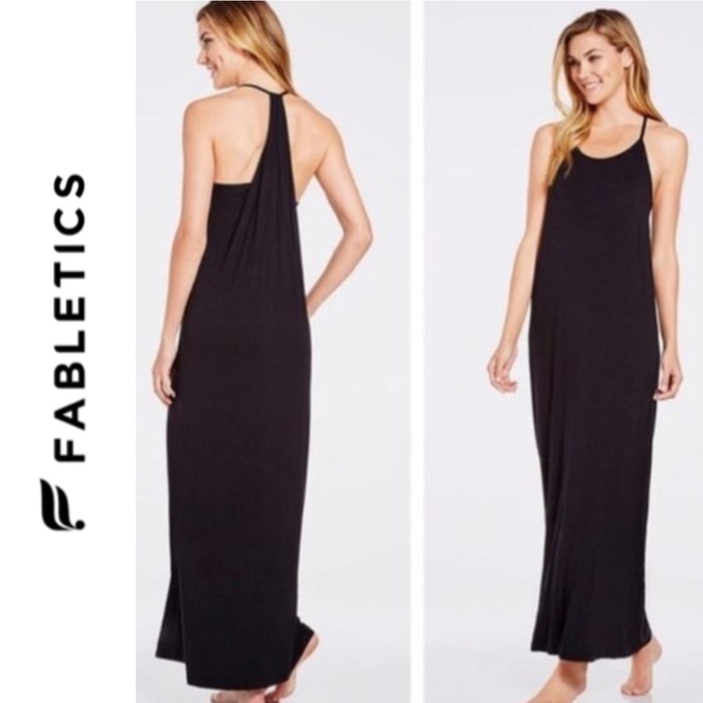 Fabletics Soft Stretchy Jersey Neema Strappy Racerback  Maxi Dress Size Small